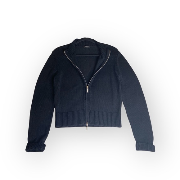 new Cruciani 𖦹 Luxury Fine Knit Zip Cardigan Sweater 𖦹 Black 𖦹 Made in Italy - Picture 6 of 16